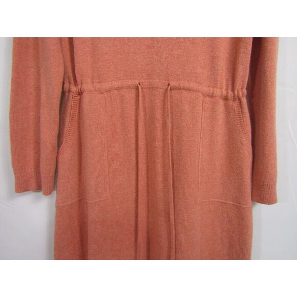 Pure Jill Peach Knit Dress sz M Drawstring Waist Cozy Lagenlook Staple Coastal - Picture 2 of 8